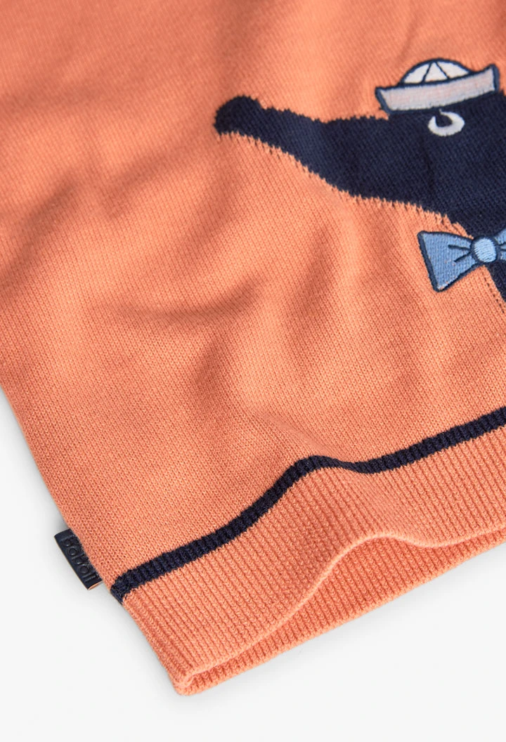 Pull en tricot pour bébé garçon de couleur orange