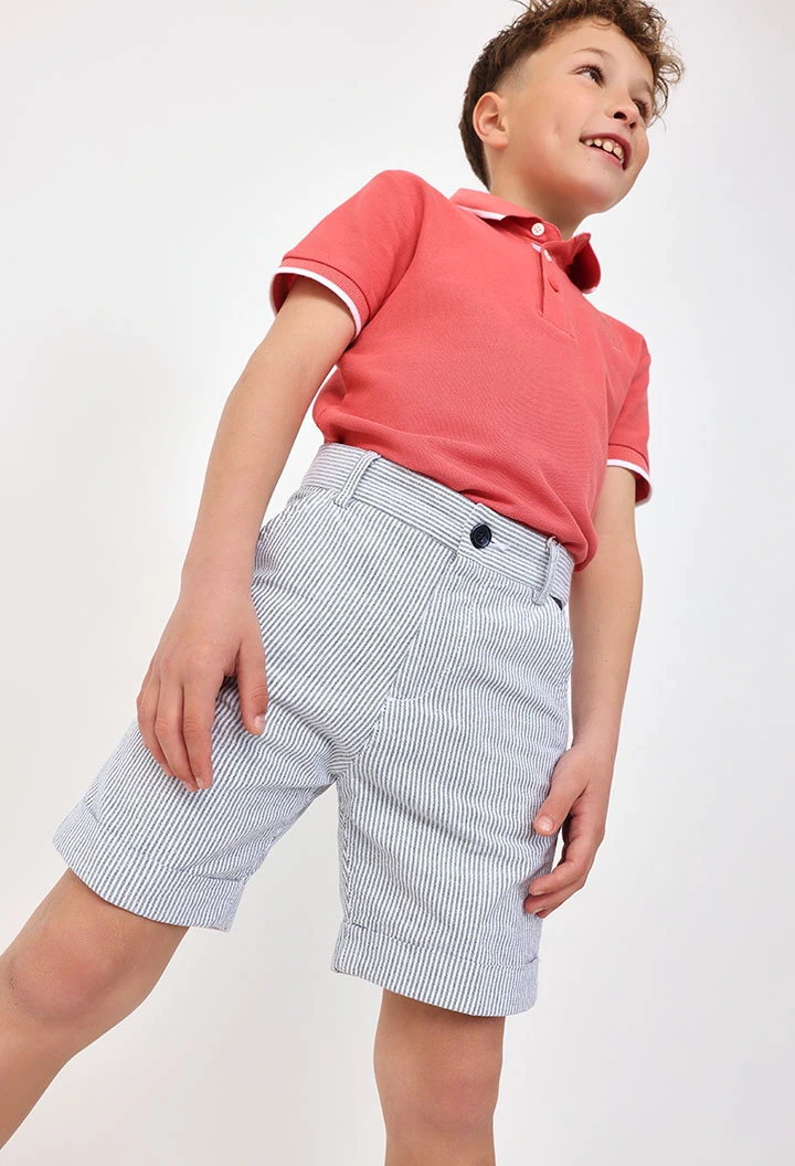 Bermuda oxford pour bébé garçon rayée de couleur grise et noire