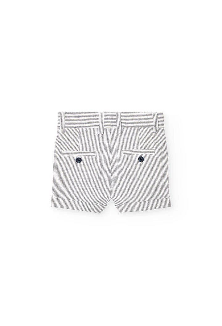 Oxford shorts for baby boy with grey and black stripes