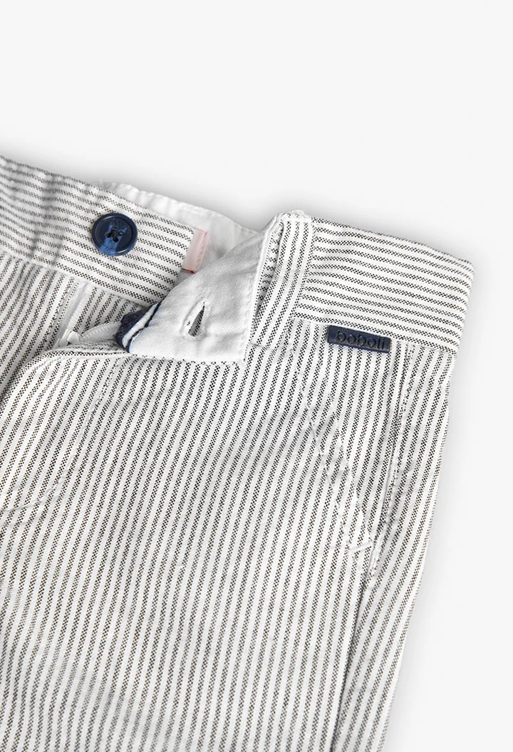 Oxford shorts for baby boy with grey and black stripes