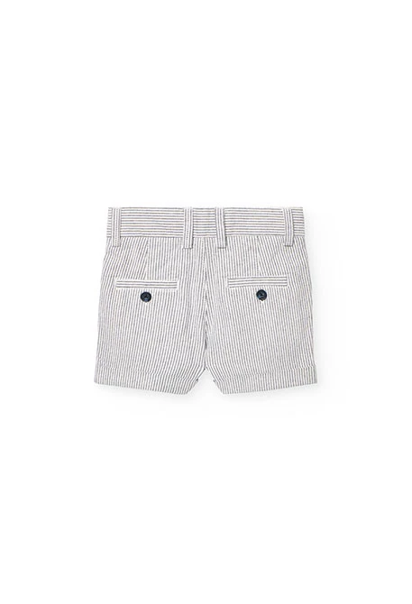 Oxford shorts for baby boy with grey and black stripes