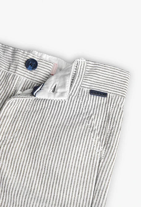 Oxford shorts for baby boy with grey and black stripes