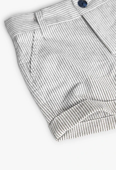 Oxford shorts for baby boy with grey and black stripes