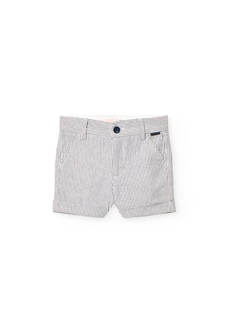 Bermuda oxford pour bébé garçon rayée de couleur grise et noire