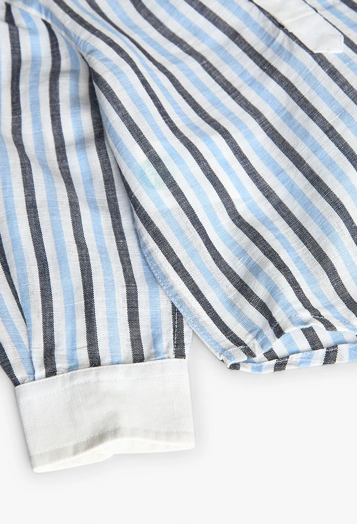 Camicia di lino per neonato a righe in blu e bianco