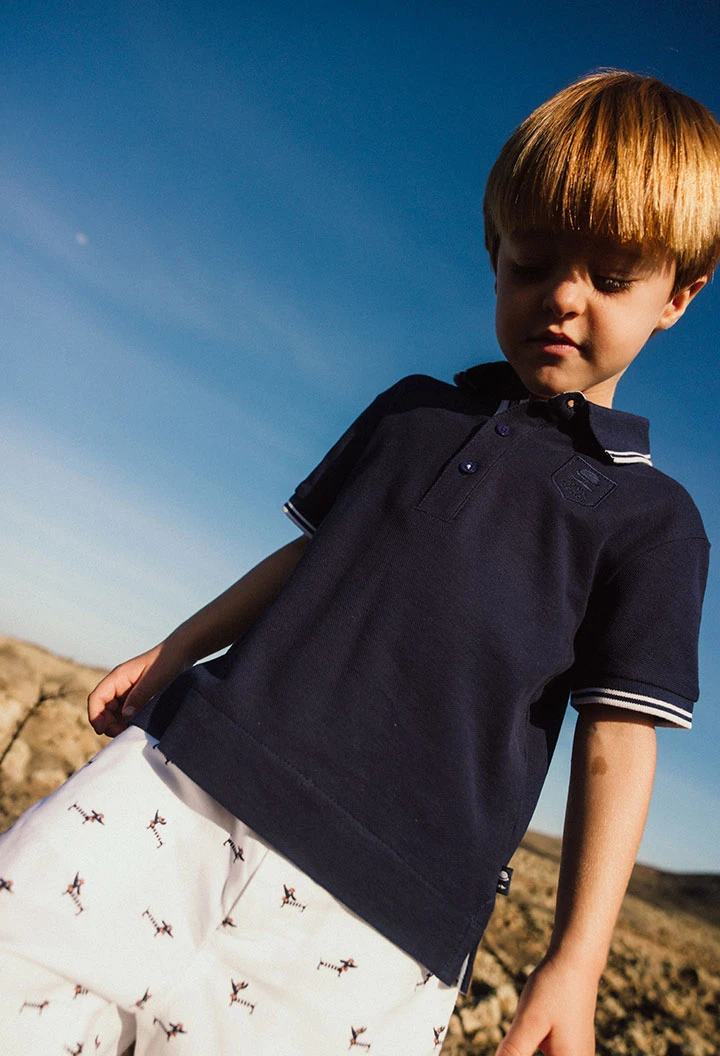 Polo piqué per bambino in colore blu navy