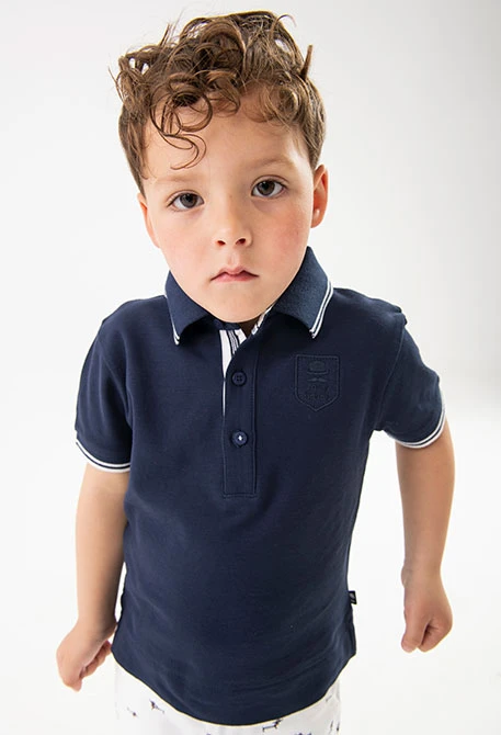 Polo piqué pour bébé garçon en bleu marine