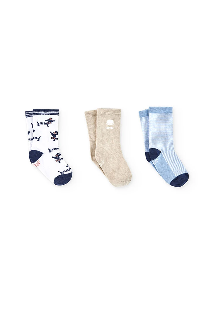 Pack of knitted socks for baby in beige colour