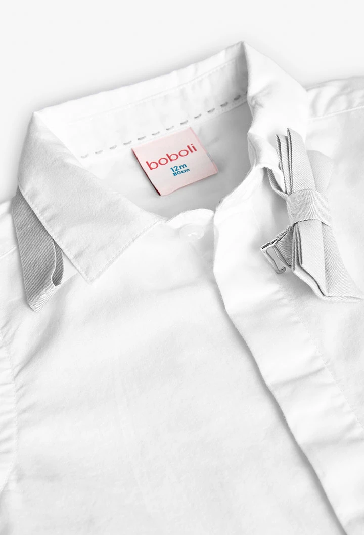 Camicia da bambino con papillon in popeline bianco