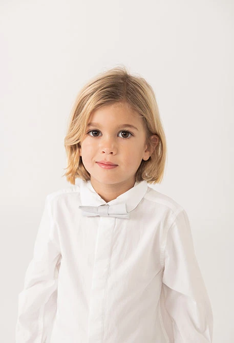 Camisa amb corbatí popelí blanc nadó