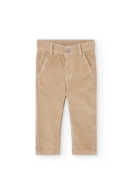 Beige micro-corduroy trousers for boy