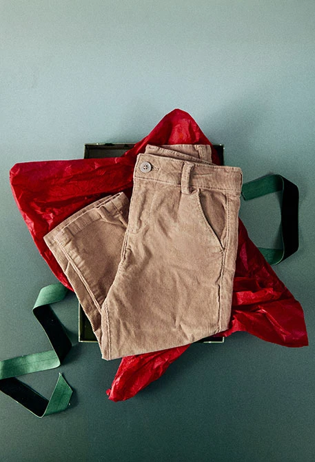 Pantalon garçon velours côtelé beige