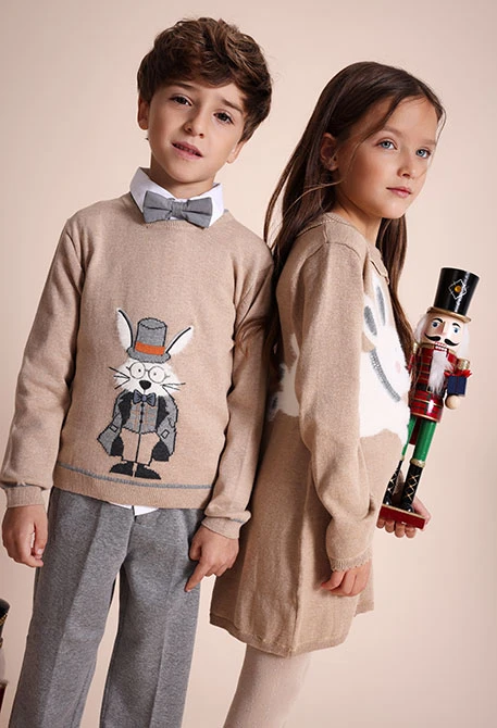 Maglione bambino beige coniglio