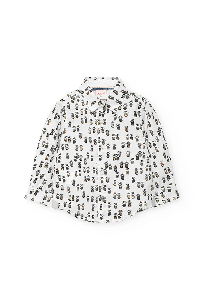 Camicia bambino popeline bianca stampata