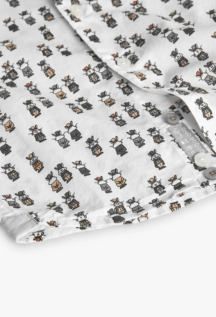 Camicia bambino popeline bianca stampata