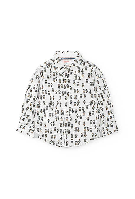 Camisa nen popelí blanca estampada