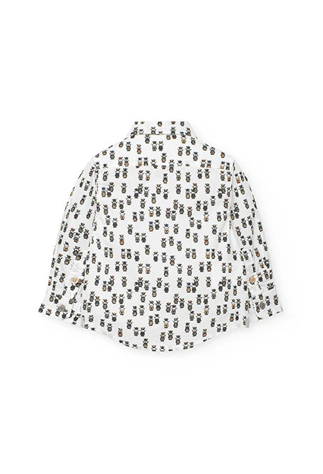 Camisa niño popelín blanca estampado