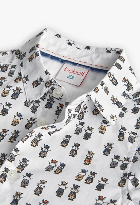 Camicia bambino popeline bianca stampata