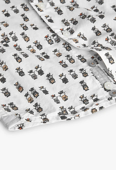 Camicia bambino popeline bianca stampata