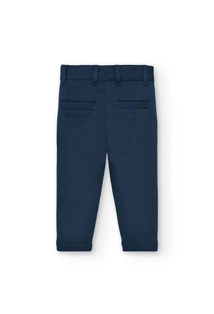 Pantalon garçon en tricot bleu marine