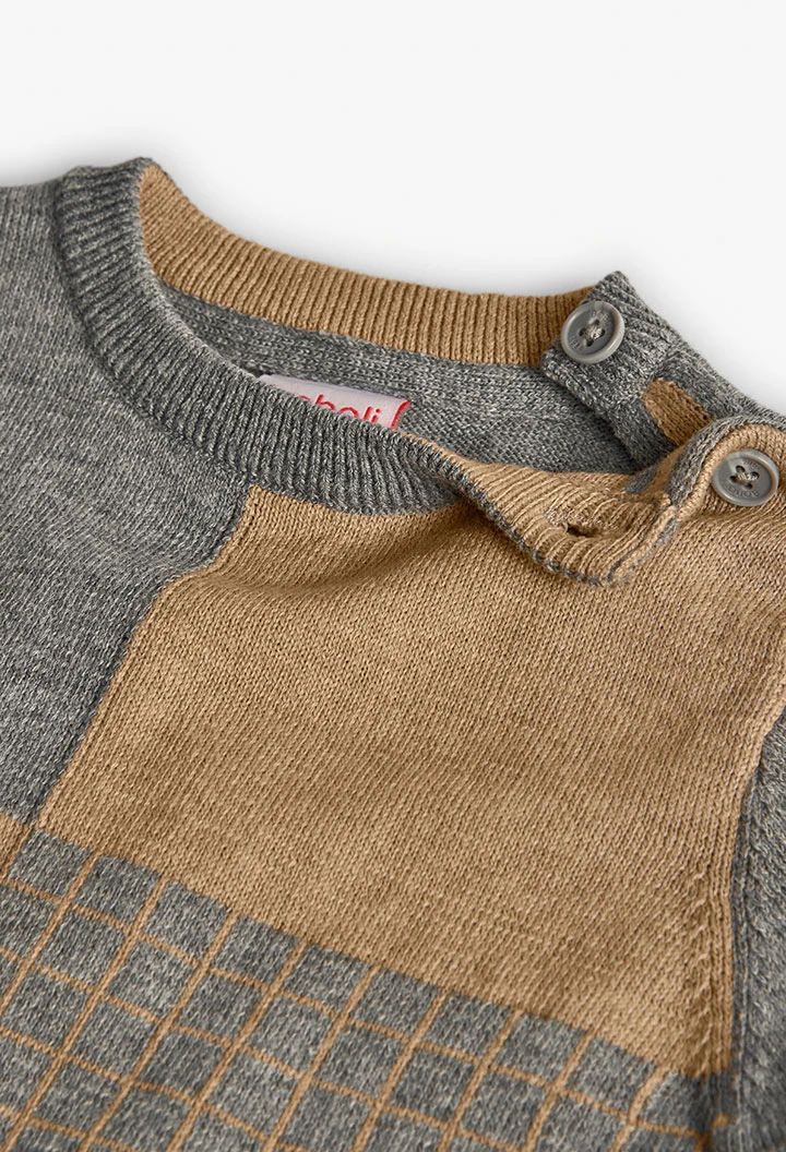 Pull gris pour garçon avec motif de lapin