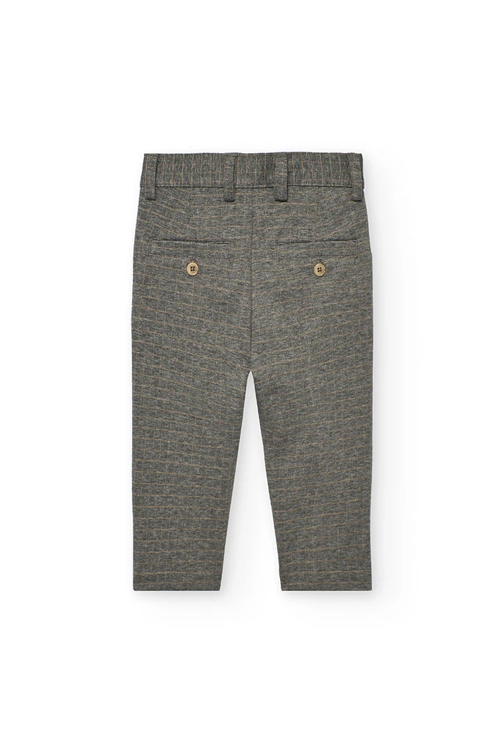 Dunkelgraue karierte Strickhose für Jungen