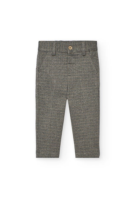 Pantalon garçon en maille carreaux gris foncé