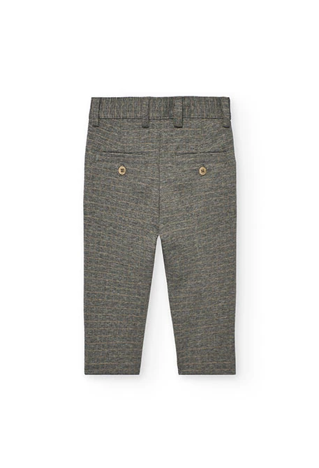 Pantaloni bambino a quadri in maglia grigio scuro