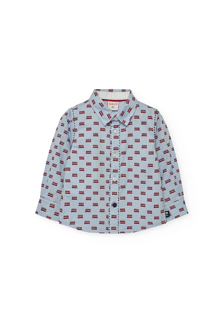 Oxford shirt for boys with buses
