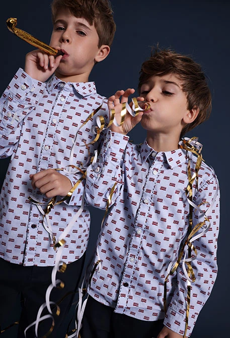 Camisa menino oxford autocarros