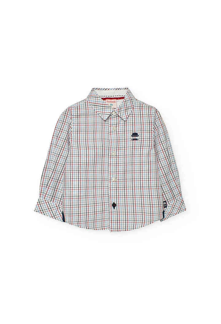 Chemise garçon en popeline à carreaux