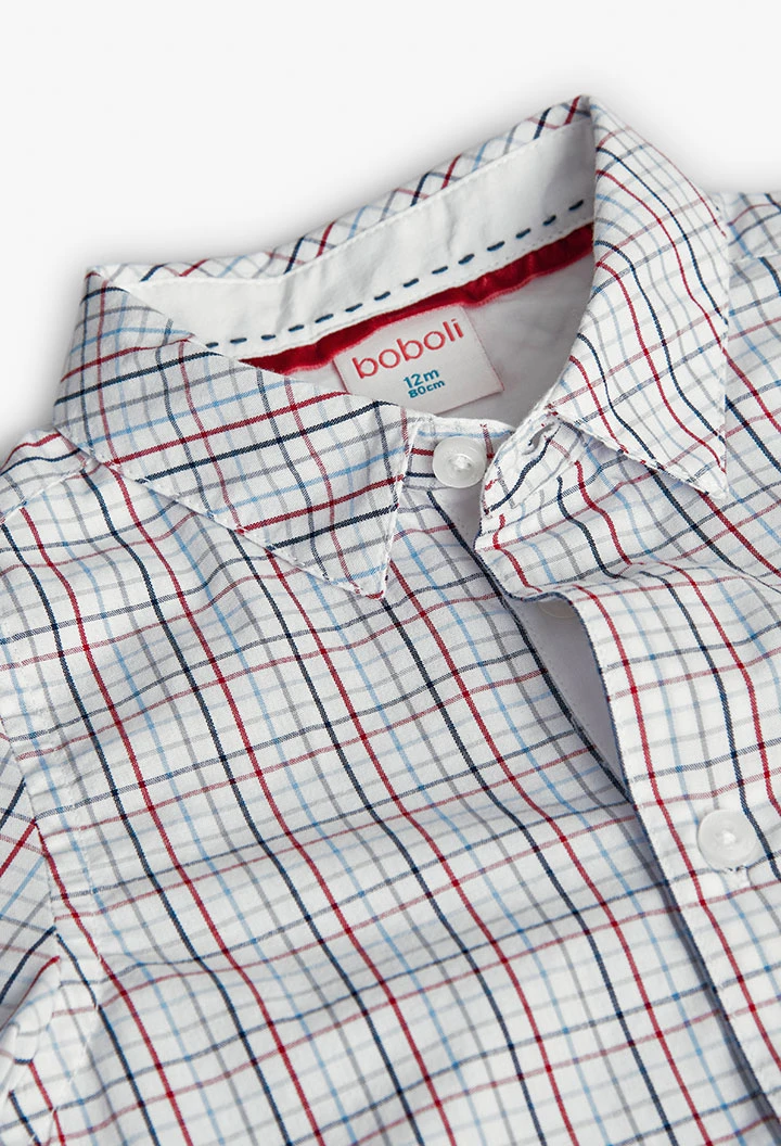 Camisa menino popelina aos quadrados