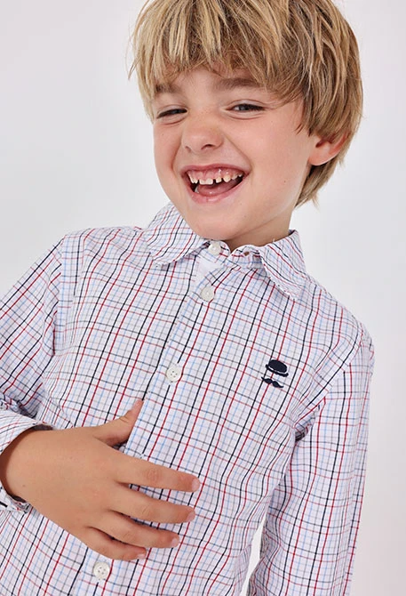 Chemise garçon en popeline à carreaux