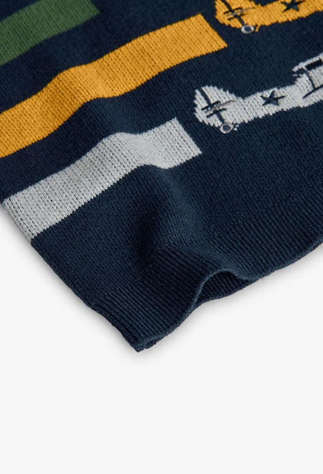 Pull pour garçon bleu marine avions