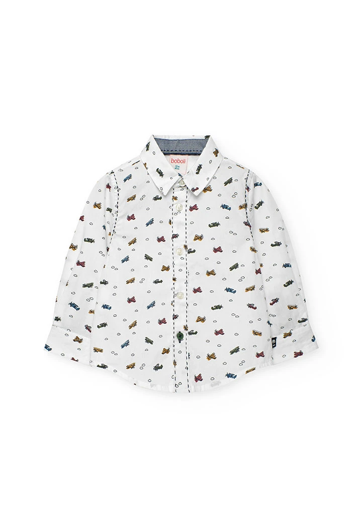 Camisa nen popelín estampada