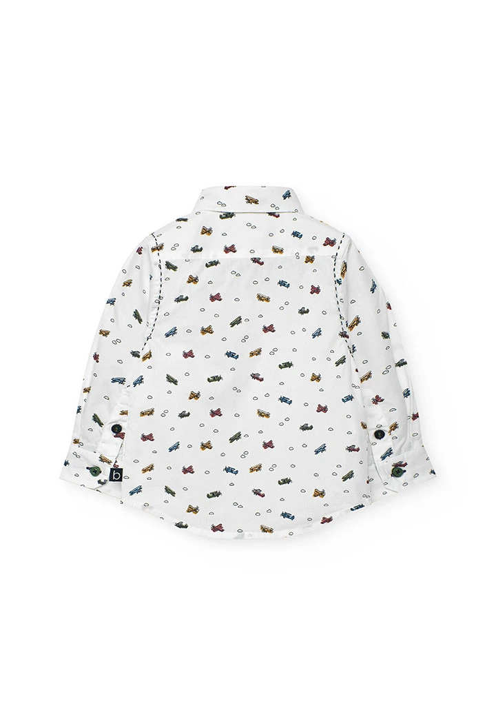 Camisa menino popelina estampada