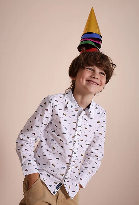Camicia bambino popeline stampata