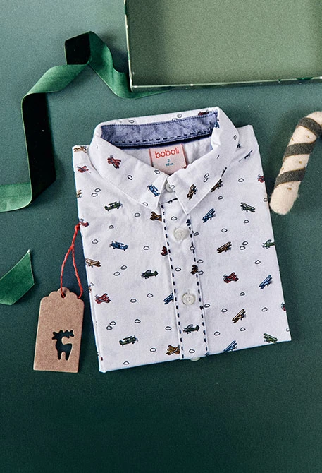 Chemise garçon en popeline imprimée