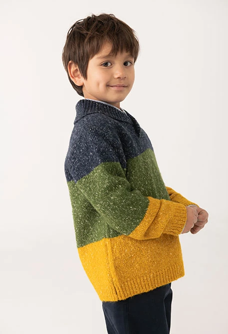 Pull pour garçon en maille bleu marine