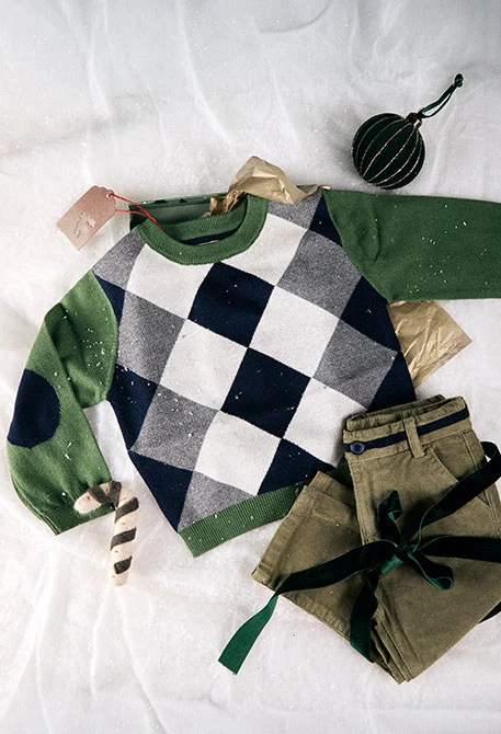 Pull garçon vert