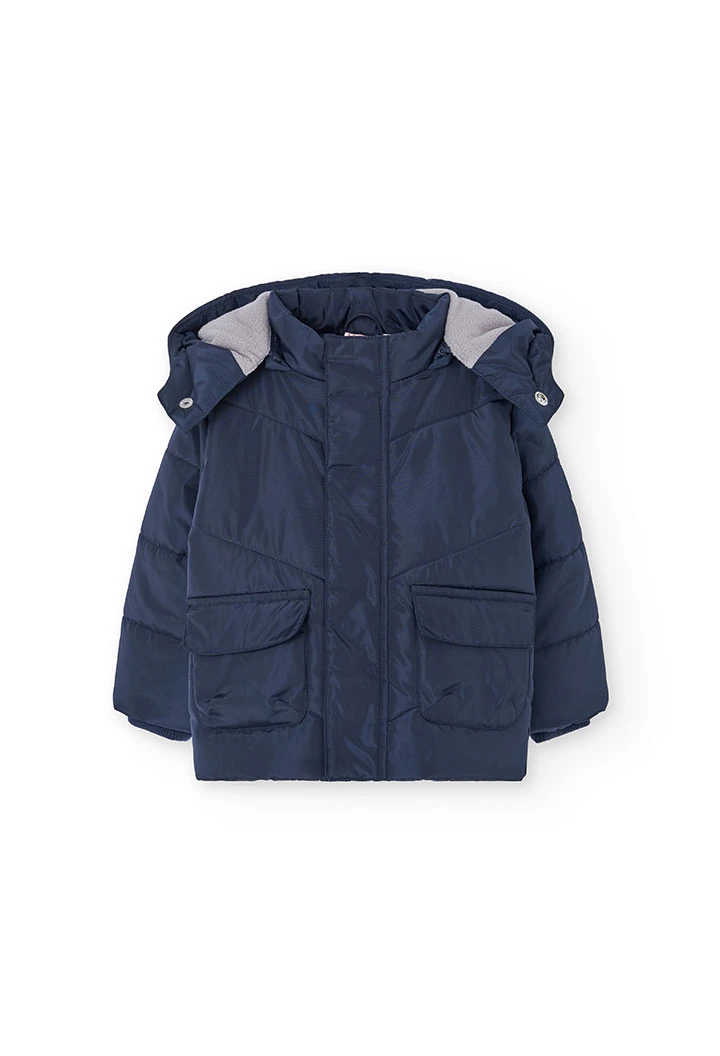 Parka garçon tissu technique bleu marine