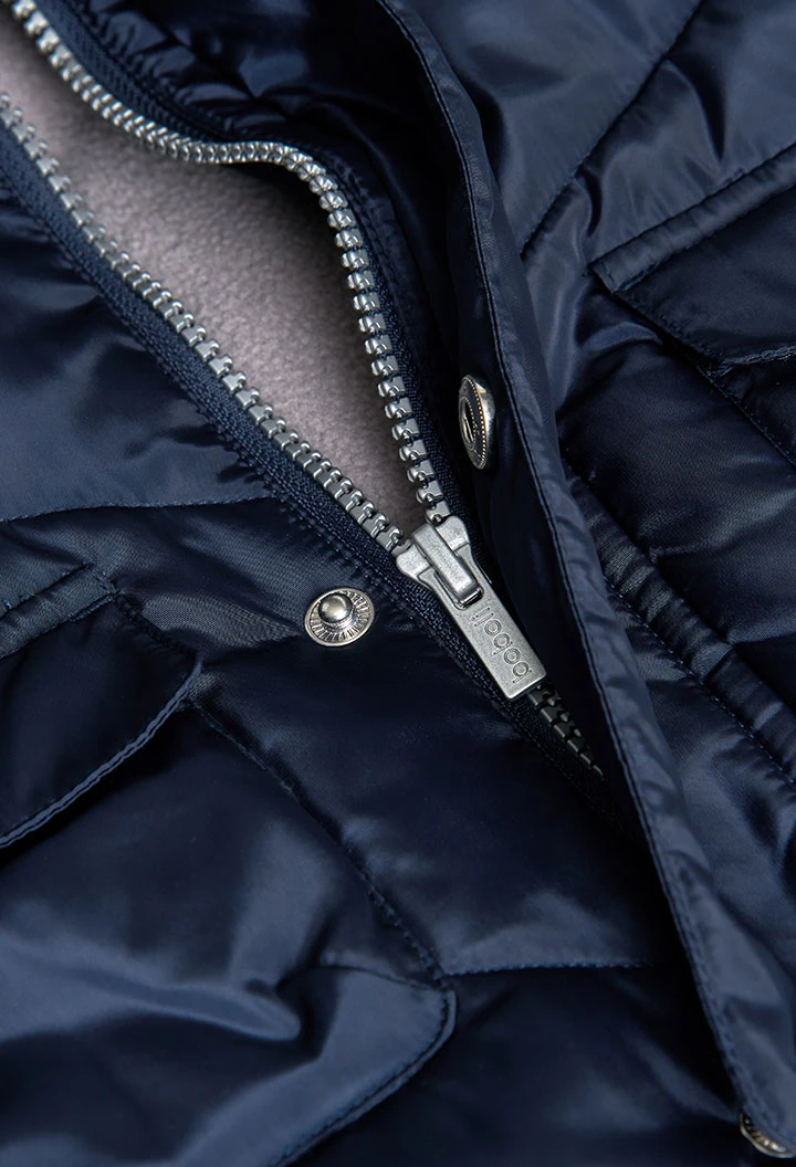 Parka nen teixit tècnic blau marí