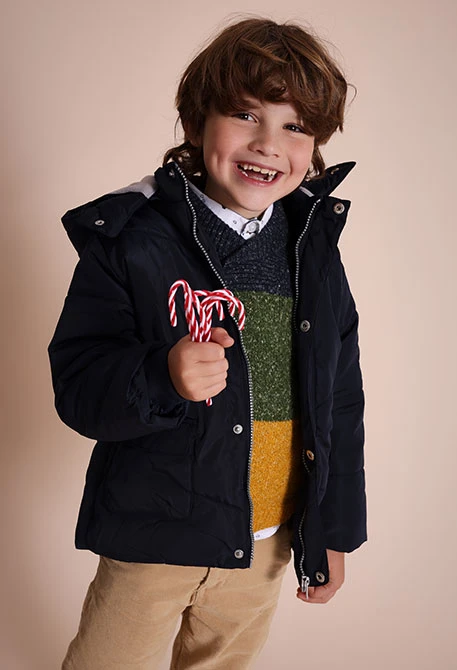 Parka niño tejido técnico azul marino