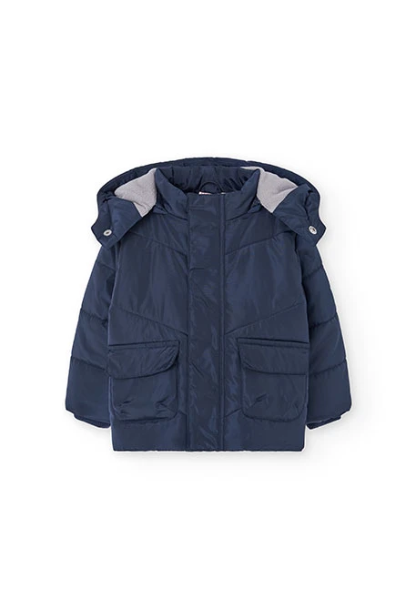 Parka garçon tissu technique bleu marine