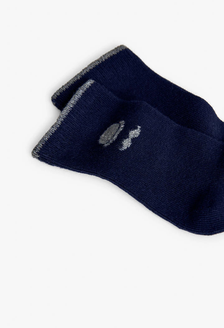 Navy blue knitted socks