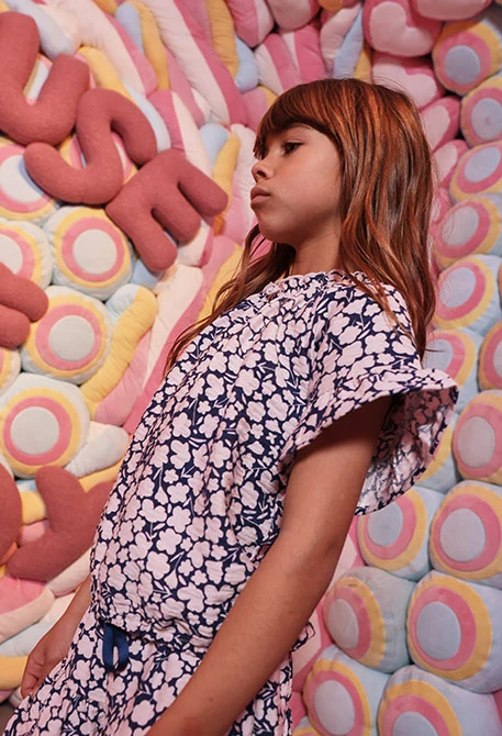 Blusa bambina stampata a fiori