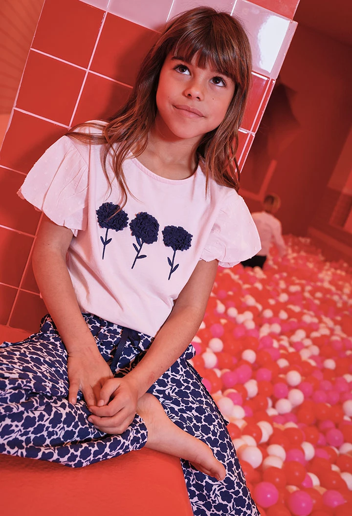 Camiseta niña algodón rosa