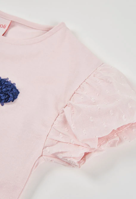 T-shirt fille coton rose