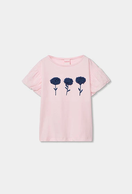 Camiseta niña algodón rosa