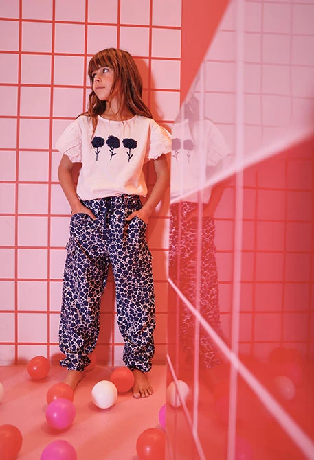 Pantalon fille imprimé fleurs